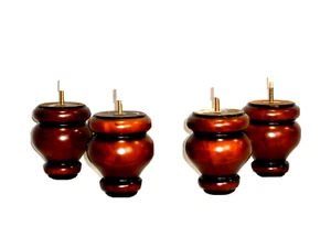 5" Wood Turned Furniture Legs Medium Walnut Finish (1960) 5/16" Bolt - Set of 4 - Picture 1 of 7