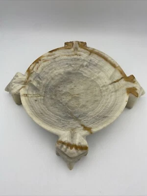 VTG 11” Hand Carved Onyx Stone Ashtray Mayan Aztec Calendar Footed EUC Heavy - Image 1 of 4