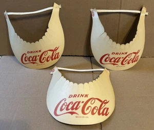 Vintage 1950's-1960's Coca-Cola Cardboard Sun Visor Hat Soda Set Of 3 - Picture 1 of 7