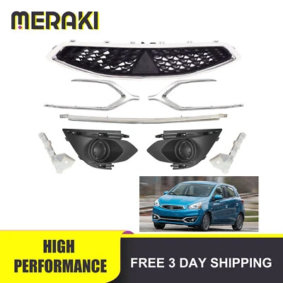 Para Mitsubishi Mirage 2017-2020 nueva parrilla delantera y moldura de parachoques con bisel de faro antiniebla Foto 1 de 4