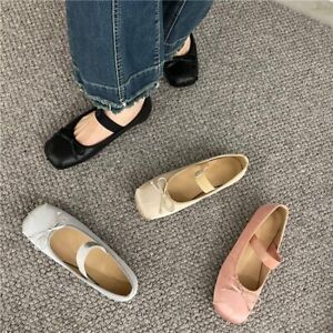 Ballet Flat Heel Shoes Women's Strap Spring Fall Satin Loafers Mary Jane Shoes