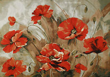 WALL JACQUARD WOVEN TAPESTRY Poppy Floral Impressions EUROPEAN DECOR PICTURE