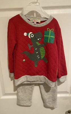 Traje de sudor de Navidad de dinosaurio de 2 piezas para niños 3T, traje de Navidad para niños pequeños Foto 1 de 4