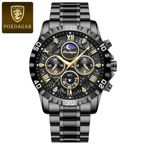 POEDAGAR Luxusuhr für Herren Quarz Sport Herrenuhr Wasserdicht Leuchtend Stainl - Bild 1 von 19