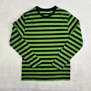 Y2K Hot Topic Green Black Striped Long Sleeve Shirt Men's Small - Picture 1 of 7