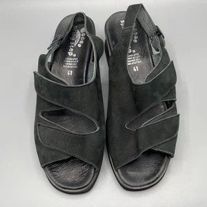 Spring Step Sandals Size 9.5 10 EU 41 Black Leather Comfort Slingback Fisherman - Picture 1 of 9