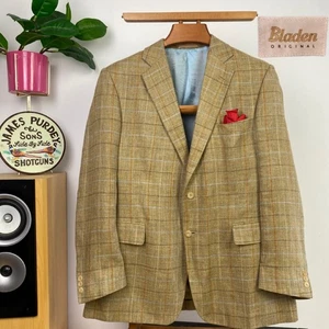 Bladen (46R) Tweed Windowpane Silk & Linen Summer Sport Coat Jacket Half Lined - Picture 1 of 16