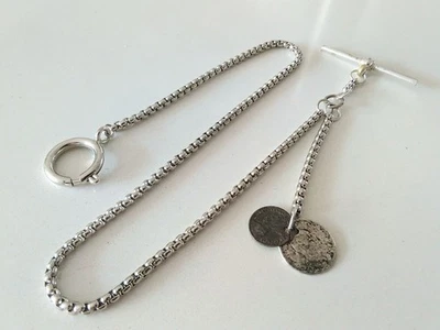 Vintage Pocket Watch Chain Belcher link with Antique Coin Fobs   One of A Kind! - Image 1 of 4