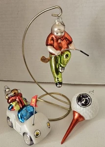 Department 56 Christmas Glass Ornament Golf (3) Glass Retirement Golf Sports - Picture 1 of 5