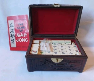 Mahjong Set 152 Knochen & Bambus Fliesen Orientalisch Holzkiste Fliesen Mah Jong Jongg - Bild 1 von 17