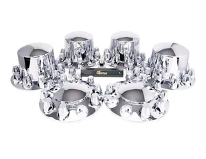 CDHT66 KWAC01 33MM CHROME Axle Wheel Covers For Semi Trucks - 2 Front And 4 Rear - Picture 1 of 5