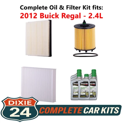 Fits: 2012 Buick Regal 2.4L Complete Air, Oil & Cabin Filter Kit (5W-30) - Изображение 1 из 4