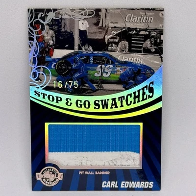 2009 NASCAR Wheels Main Event Stop & Go Swatches Pit Banner Carl Edwards /75 - Image 1 of 2