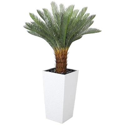 Palmera artificial, palmera falsa de 4 pies con maceta alta, blanca artificial Foto 1 de 4