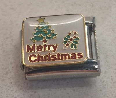 Merry Christmas  Italian Charm Link 9mm Fits All Italian Charms Bracelet Xmas - Image 1 of 2