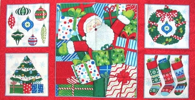 Moda HO HO HO Christmas Fabric Panel 23x45" Deb Strain #19700 Picture Patch Squ - Image 1 of 4