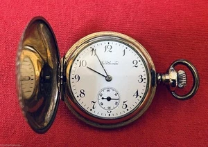 RELOJ COLGANTE BOLSILLO CA 1906 LADY WALTHAM 0s Hunter 16 J oro relleno funcionando - Imagen 1 de 19
