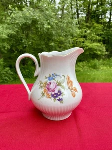Vintage Jlmenau Henneberg Porzellan 7" Wasserkrug Rosen Blumenmuster - Bild 1 von 9