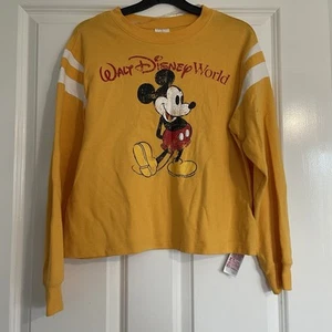 Disney Parks WDW Yellow Mickey Mouse Sweatshirt Long Sleeve UK Small - Picture 1 of 4
