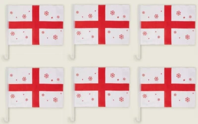 6x England Car Flags With Sparkle / Snowflake Design - 45cm x 30cm  George Home - Image 1 of 3