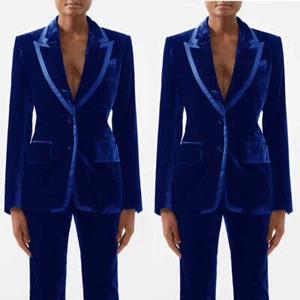 Velvet Women's Suits Peak Lapel Single Breasted Business Casual Winter Warm  - Picture 1 of 13