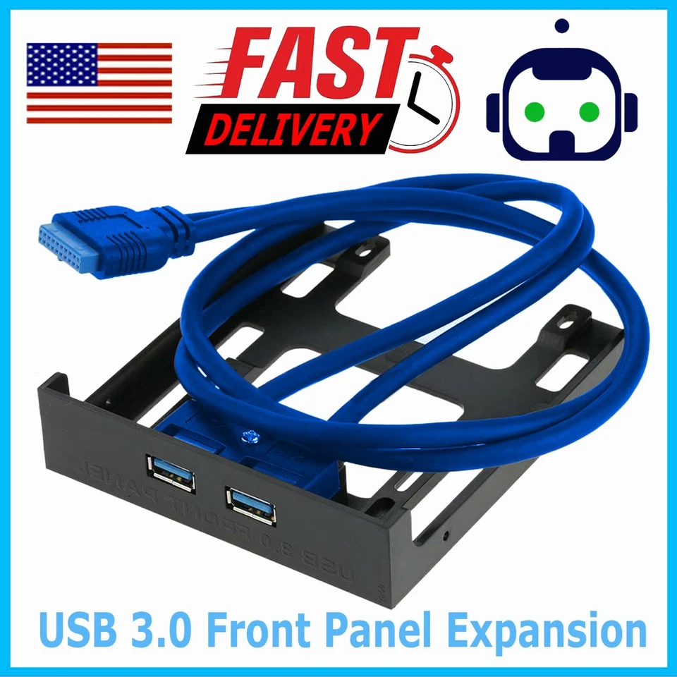 USB 3.0 Front Panel 3.5" Expansion Bay to 20-Pin MoBo Bracket Cable (2-Port) - Image 1 of 4