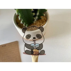 Panda Boba Clear Vinyl Sticker | Cute Panda Drinking Boba Sticker - Picture 1 of 6