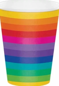 Rainbow 12oz Hot/Cold Paper Cups Rainbow Party Decor Supplies Decorations - Picture 1 of 1