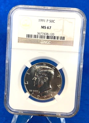 1991 P Kennedy 50C Clad Half Dollar NGC MS67 - Image 1 of 2
