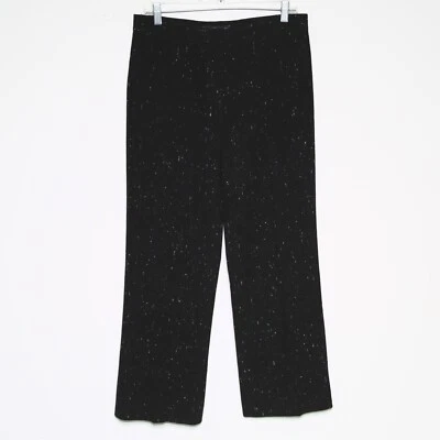 Pantalones de vestir LAFAYETTE 148 negros blancos forrados relajados de lana moteada para mujer talla 6 Foto 1 de 4