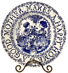 Staffordshire Mothers Day Plate A Good Mother Makes A Happy Home Signed - Picture 1 of 6
