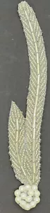 5" silver bead pearl leaf applique lot of 10 appliques - Picture 1 of 1