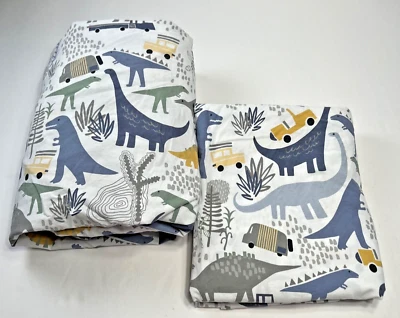 Sábanas Pottery Barn para niños completas dobles planas ajustadas dinosaurios 100 % cabaña Foto 1 de 4
