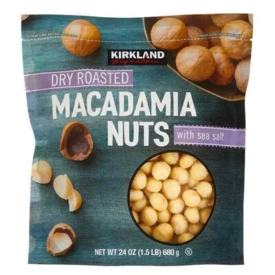 Kirkland Fruta Seca Tostada Macadamia Nueces 1.5 lb Sal Marina Snack Saludable Comedor Foto 1 de 4