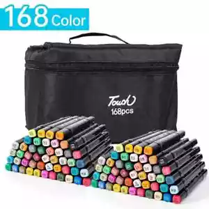 168 Colors Dual Brush Alcohol Markers Set Artist Sketch Art Drawing Markers U3E3 - Picture 1 of 9