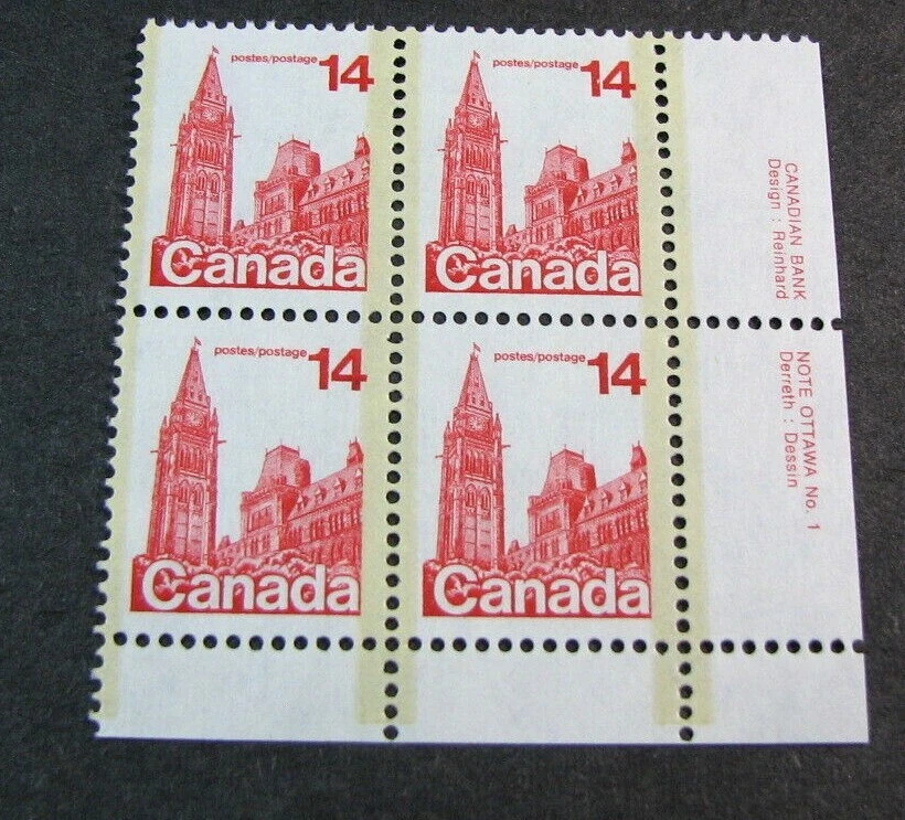 Canada Stamp Inscription Block Scott# 715 Parliament 1977-82 L521 - Image 1 of 1