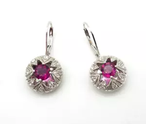 Generations 1912 Sterling Silver Strawberry Fluorite Circle Dangle Earrings - Picture 1 of 7