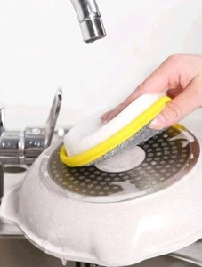 1PCS Spugna Lavapiatti Spazzola Doppia Faccia Scrub Pastiglie Cucina Strumenti Pulizia - Foto 1 di 4