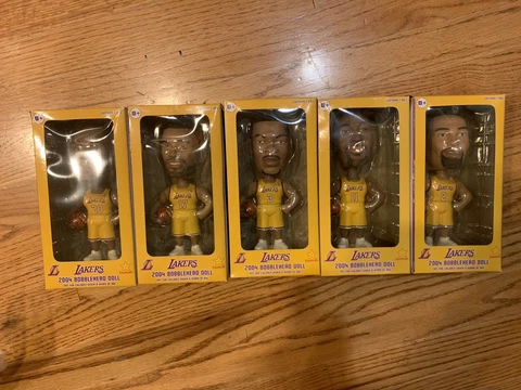 2004 Los Angeles Lakers Carl's Jr Bobblehead Collection Complete 5 Doll Set NEW Cover