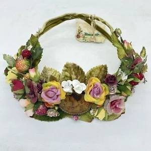 Corona Tiara Sombrero Michal Negrín Dama Flor Rosas Bayas Cristales Románticos Israel - Imagen 1 de 13
