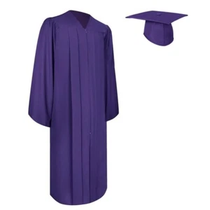 Endea Graduation Matte Purple Gown & Cap for High School & College Unisex - Picture 1 of 24