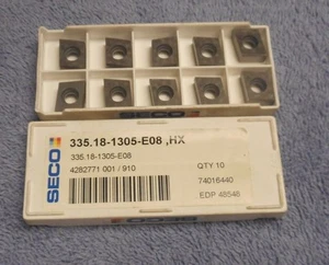 SECO   CARBIDE INSERTS     335.18-1305-E08     PACK OF 10      GRADE HX - Picture 1 of 1