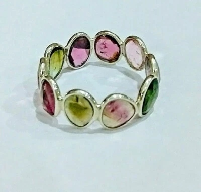 Natural Bicolor Tourmaline 925 Sterling Silver Designer Ring Best Valentine Gift - Image 1 of 4
