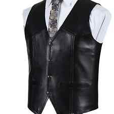 Men Genuine Lambskin Leather Vest Coat