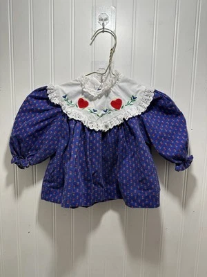 Vestido Corazón Niñas Vintage Talla 2T Rojo Blanco Azul Foto 1 de 4
