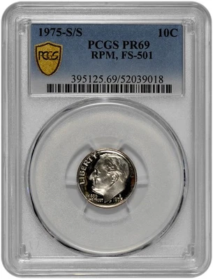 1975 S/S 10c Proof Roosevelt Dime PCGS Graded PR 69 RPM FS-501  POP 1/0 - Image 1 of 4