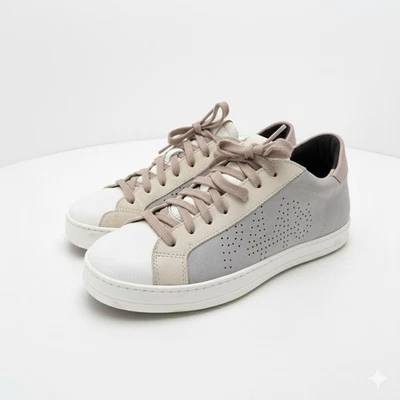 Tênis P448 John Low Top UE 35 EUA 5-5.5 metálico prata rosa camurça usado - Imagem 1 de 4