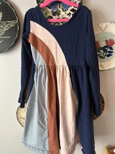 Hanna Andersson Navy Rainbow Skater Dress 130 8 - Picture 1 of 4