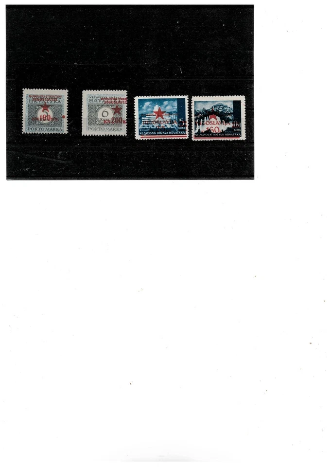 Iugoslávia 1945. Lote de selos com erro de sobreimpressão, sem marca de charneira, veja descrição - Imagem 1 de 1