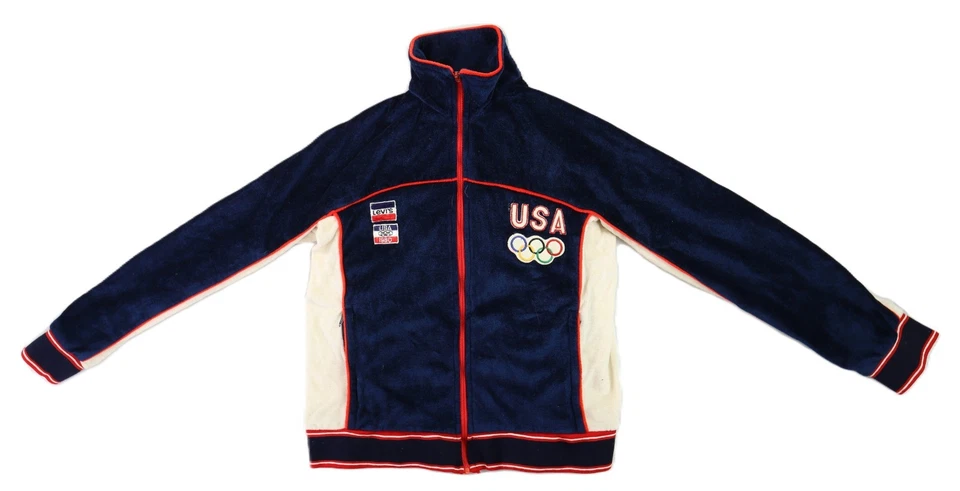 VTG 1980 Levi’s USA Adult S M Olympics Velour Velvet Track Sweatshirt Jacket - Image 1 of 4